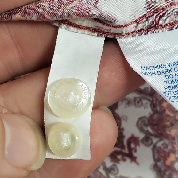 Lands End Womens No Iron Geometric Button Up Shirt Size 18 Pink Office Career - Picture 6 of 10